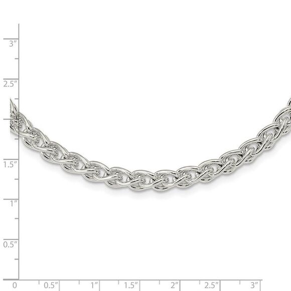 5.75mm Sterling Silver Polished Hollow Spiga Chain Necklace, 18 Inch - Picture 4 of 7